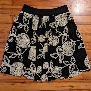 Anthropologie black and cream floral skirt